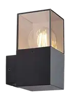 RABALUX Loanda, spoljna zidna E27, crna aluminium, dimljena maska plasticna, dimenzije 8x16cm, distance from the wall: 11cm, IP54