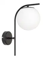RABALUX Ghita, zidna lampa 1xE27, crna metal/belo staklo