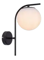 RABALUX Ghita, zidna lampa 1xE27, crna metal/belo staklo