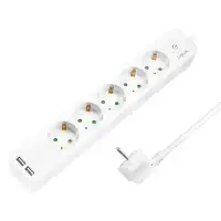 LOGILINK produzni kabl 5 mesta, 2 USB, prekidac, 1.5m, beli