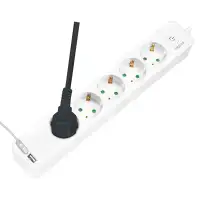 LOGILINK produzni kabl 5 mesta, 2 USB, prekidac, 1.5m, beli