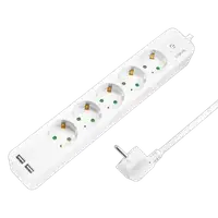 LOGILINK produzni kabl 5 mesta, 2 USB, prekidac, 1.5m, beli
