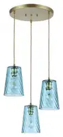 RABALUX Azurine, glass pendant, gold, blue, E27 3x MAX 40W, textile cable