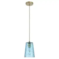 RABALUX Azurine, glass pendant, gold, blue, E27 1x MAX 40W, textile cable