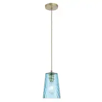 RABALUX Azurine, glass pendant, gold, blue, E27 1x MAX 40W, textile cable