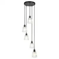 RABALUX Jarina,  glass pendant , E27 5xMAX 40W, black, transparent