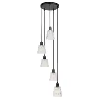 RABALUX Jarina,  glass pendant , E27 5xMAX 40W, black, transparent