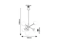 RABALUX Meduza, luster crni sa belim staklenim kuglama, 6xE14 G45, precnik 58cm