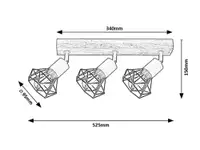 RABALUX Zeus, unutrašnja metal drvenim spot lamp, E14 3x MAX 40W