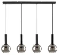 RABALUX Centio, visilica metal crna/dimljeno staklo, 4xE27, tekstilni kabal, visina 120cm, dužina 78cm