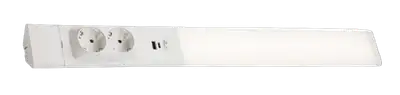 RABALUX Bilal, nocno svetlo LED 18W, 1750lm, 4000K, 60cm, beli aluminium, sadrži dve uticnice i USB port, IP20