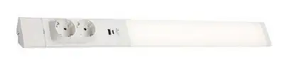 RABALUX Bilal, nocno svetlo LED 18W, 1750lm, 4000K, 60cm, beli aluminium, sadrži dve uticnice i USB port, IP20
