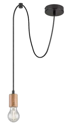 RABALUX Dollien, mat crna / drvena visilica, E27 1x60W IP20