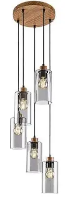 RABALUX Tanno, hrastova metalna visilica, E27 5x25W, IP22
