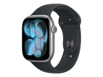 APPLE Watch S11 GPS 46mm Space Grey Aluminium Case with Black Sport Band - S/M mev04rk/a