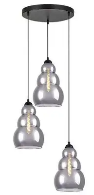 RABALUX Salvatore, visilica metal crna / dimljeno staklo 3xE27, visina 190cm, tekstilni kabal