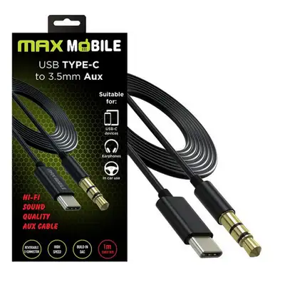 MAX MOBILE ADAPTER TYPE C - AUX -3.5mm, crni 1m