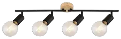 RABALUX Pablo, metal-drvena spot , E27 4xMAX 40W, mat crna