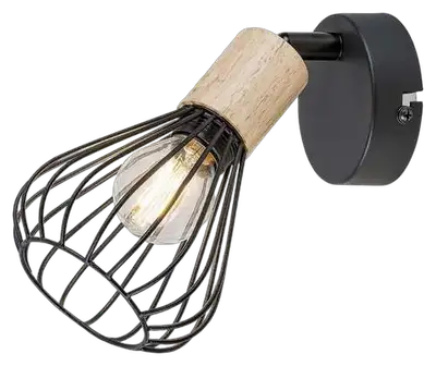 RABALUX Farfalle, unutrašnja zidna spot lampa, crna metal/drvo