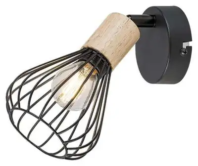 RABALUX Farfalle, unutrašnja zidna spot lampa, crna metal / drvo
