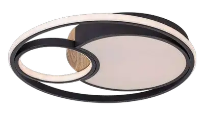 RABALUX Leola, LED plafonjera sa daljinskim, 81W, 3800lm, 3000-6000K, 48cm, dimabilna, memory i timer funkcija, metaln crna / drvo