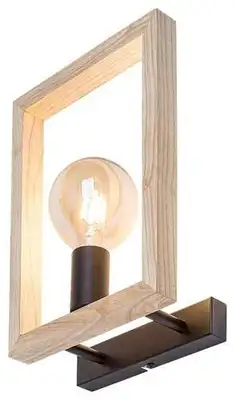 RABALUX Indigo, zidna lampa 1xE27, crna metal / drvo