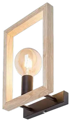 RABALUX Indigo, zidna lampa 1xE27, crna metal/drvo