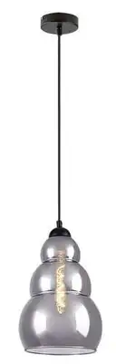 RABALUX Salvatore, visilica metal crna / dimljeno staklo 1xE27, visina 190cm, tekstilni kabal