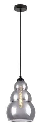 RABALUX Salvatore, visilica metal crna / dimljeno staklo 1xE27, visina 190cm, tekstilni kabal