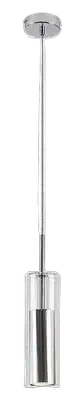 RABALUX Kalevi, visilica metal hrom / staklo 1xGU10, visina 150cm, tekstilni kabal