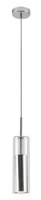 RABALUX Kalevi, visilica metal hrom / staklo 1xGU10, visina 150cm, tekstilni kabal