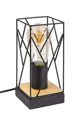 RABALUX Boire, stona lampa, crna metalna / drvena E27 1x40W IP20
