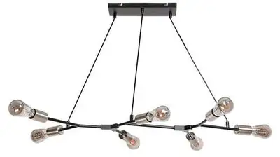 RABALUX Branwen,mat crna, satenska hromirana metalna visilica, E27 7x25W, IP20