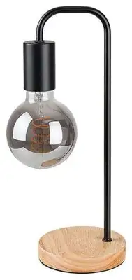 RABALUX Bruno, unutrašnja stona lampa, crna, metal+drvo, E27