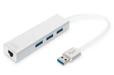 DIGITUS USB hub 4 3.0 porta + Lan adapter