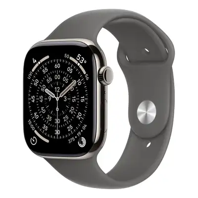 APPLE Watch S11 Cellular 46mm Natural Titanium Case with Stone Grey Sport Band - M / L mfcx4rk / a