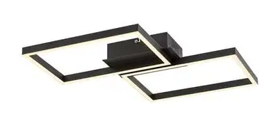 RABALUX Ludano, LED plafonska crna sa pozadinskim Magic RGB, daljinski, dimabilna, 40W, 2400lm, 2700-6500K, 46x41cm