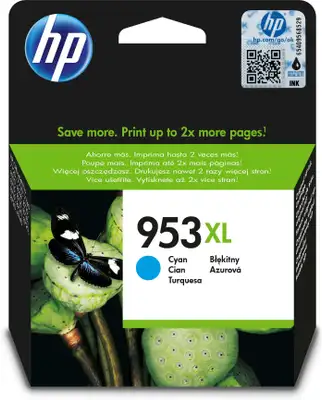 HP 953XL High Yield Cyan Original Ink Cartridge - F6U16A