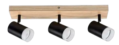 RABALUX Toras, drvena plafonska lampa sa metalnim crnim abažurom, GU10 3x5W IP22