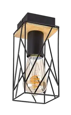 RABALUX Boire, plafonska lampa, crna metalna / drvena , E27 1x40W IP20