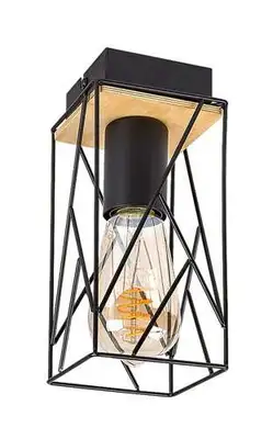 RABALUX Boire, plafonska lampa, crna metalna / drvena , E27 1x40W IP20