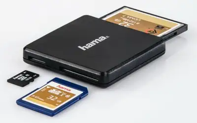 HAMA USB 3.0 Multi-Card Reader, SD / MicroSD / CF, Black