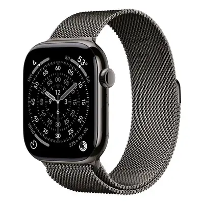 APPLE Watch S11 Cellular 46mm Slate Titanium Case with Slate Milanese Loop - M / L mfd44rk / a