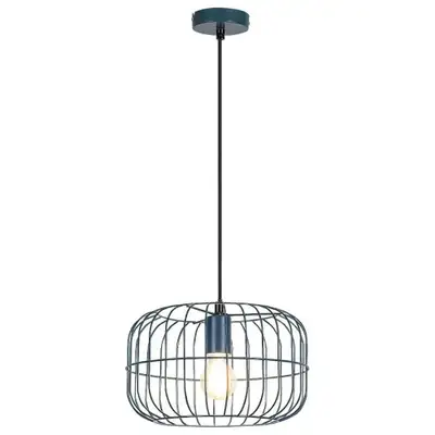 RABALUX Xenia, metal pendant lamp, E27 1x MAX 60W, blue, D300 mm, textile cable