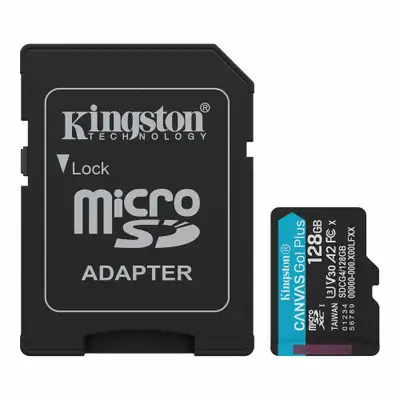 KINGSTON CanvasGo!Plus SDCG4, MicroSD 128GB+adapter, UHS-I, Class 10 
