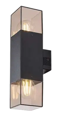 RABALUX Loanda, spoljna zidna 2xE27, crna aluminium, dimljena maska plasticna, dimenzije 8x31,5cm, distance from the wall: 11cm, IP54