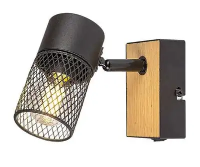 RABALUX Metta, spot 1xE14 (bez sijalice), metal crna / drvo hrast, IP20