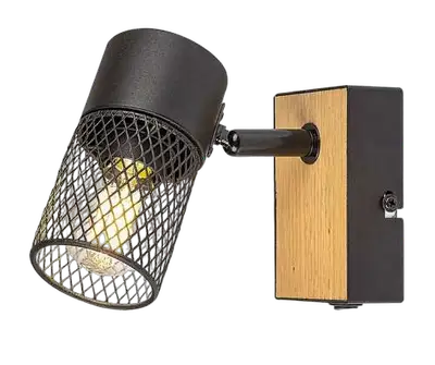 RABALUX Metta, spot 1xE14 (bez sijalice), metal crna / drvo hrast, IP20