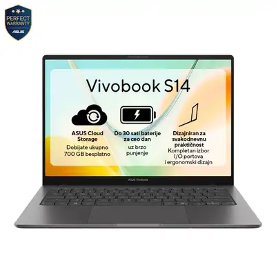 ASUS Vivobook S14 S5408QA-TM274W, 14" WUXGA, Snapdragon X X1 26 101, 8GB, 256GB SSD, Win11Home
