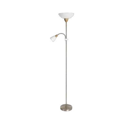 RABALUX Diana podna lampa sa citacem E27+E14 brušeni hrom / drvo / bela